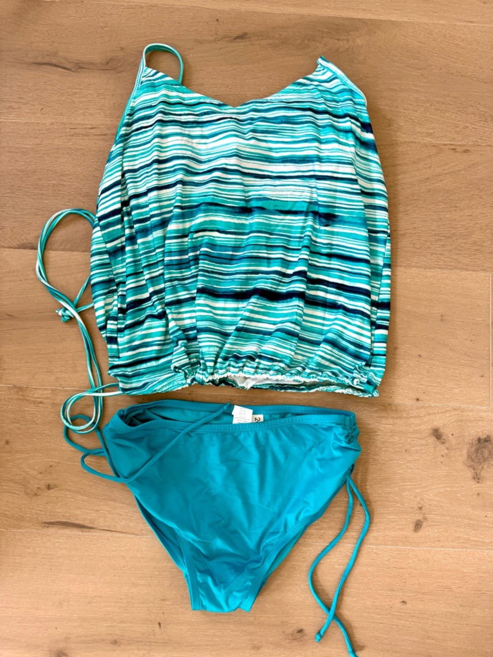 NWOT 24th and Ocean Teal Swim tankini set - Size S bottom and M top